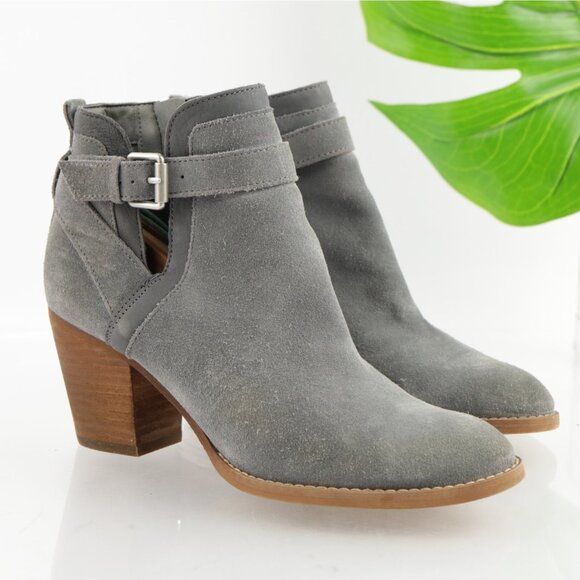 Sam Edelman Womens Maurine Boots Size 7 Gray Blue Suede Block Heel Buckle Bootie - Picture 12 of 13